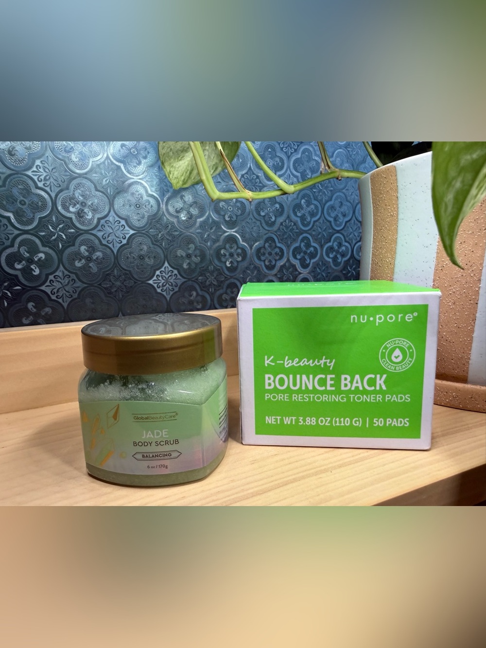 Skincare Bundle x2 Nu-Pore K Beauty Bounce Back Pore Toner Pads +Jade Body Scrub